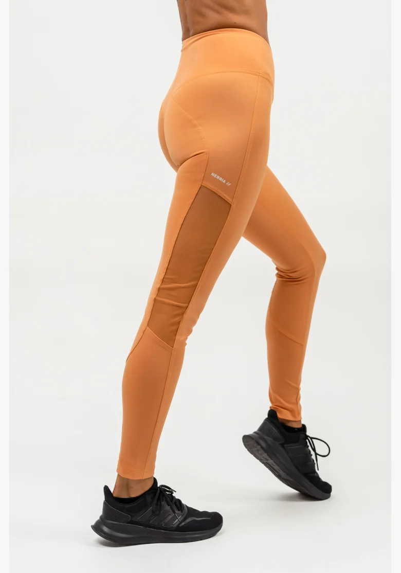 NEBBIA • Legíny se síťkou s vysokým pasem PERFORMANCE oranžová • Nebshop.cz