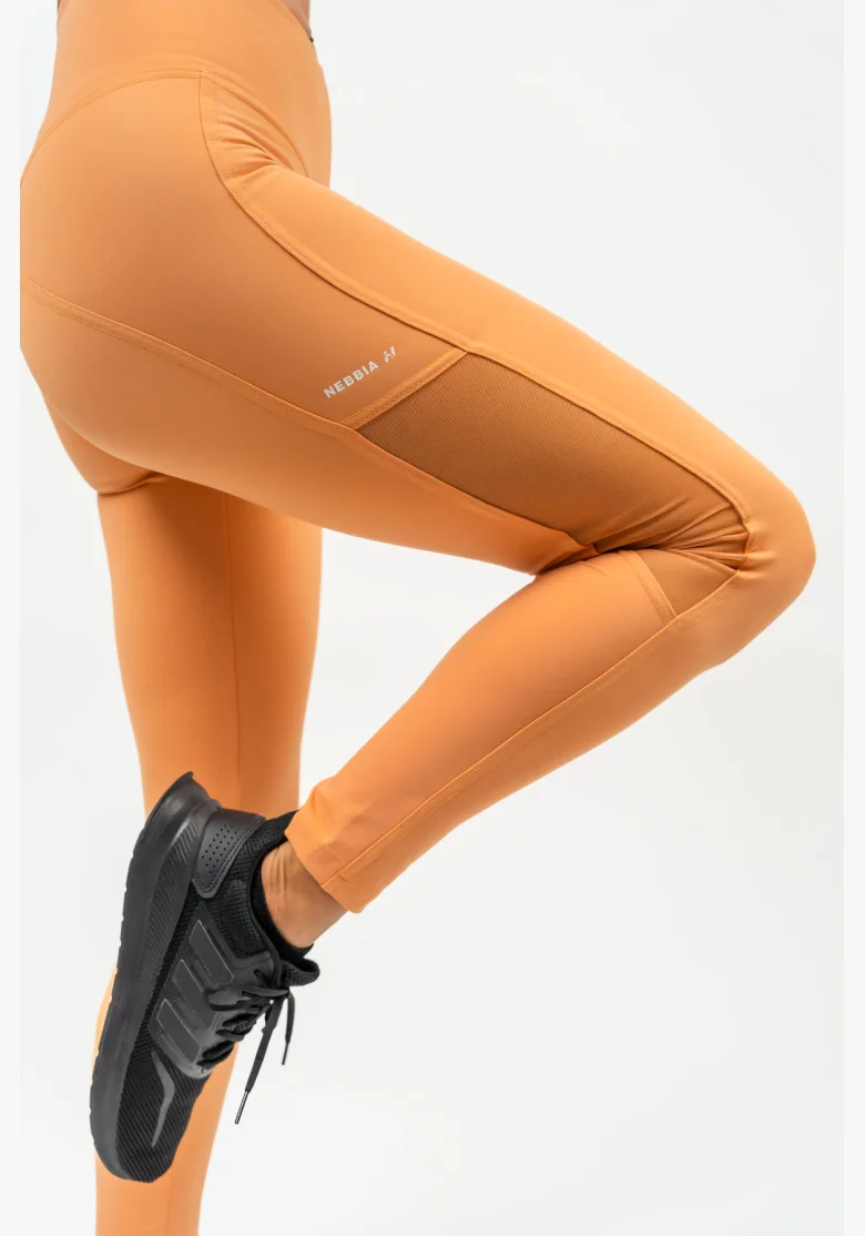 NEBBIA • Legíny se síťkou s vysokým pasem PERFORMANCE oranžová • Nebshop.cz