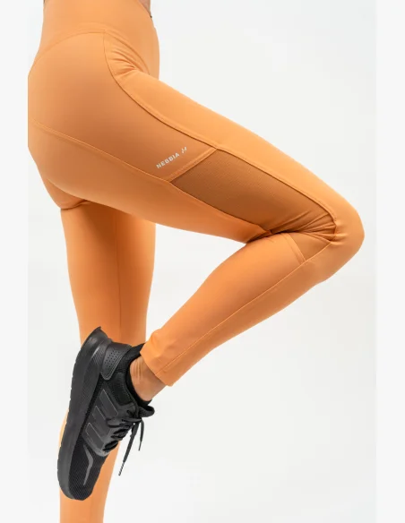 NEBBIA • Legíny se síťkou s vysokým pasem PERFORMANCE oranžová • Nebshop.cz