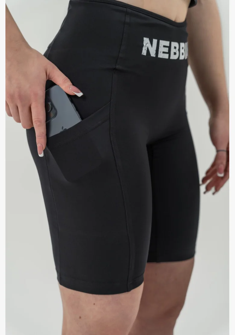 NEBBIA •Cyklistické šortky s vysokým pasem 10″ GYM THERAPY černé • Nebshop.cz