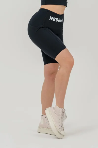 NEBBIA •Cyklistické šortky s vysokým pasem 10″ GYM THERAPY černé • Nebshop.cz