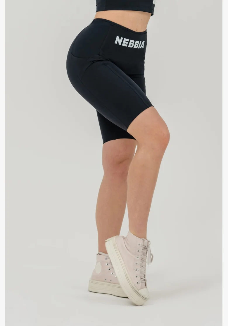 NEBBIA •Cyklistické šortky s vysokým pasem 10″ GYM THERAPY černé • Nebshop.cz