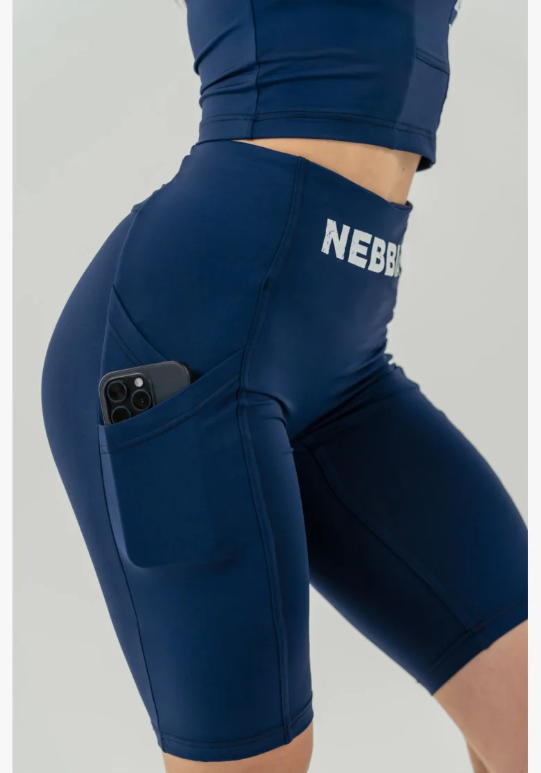 NEBBIA • Cyklistické šortky s vysokým pasem 10″ GYM THERAPY modré • Nebshop.cz