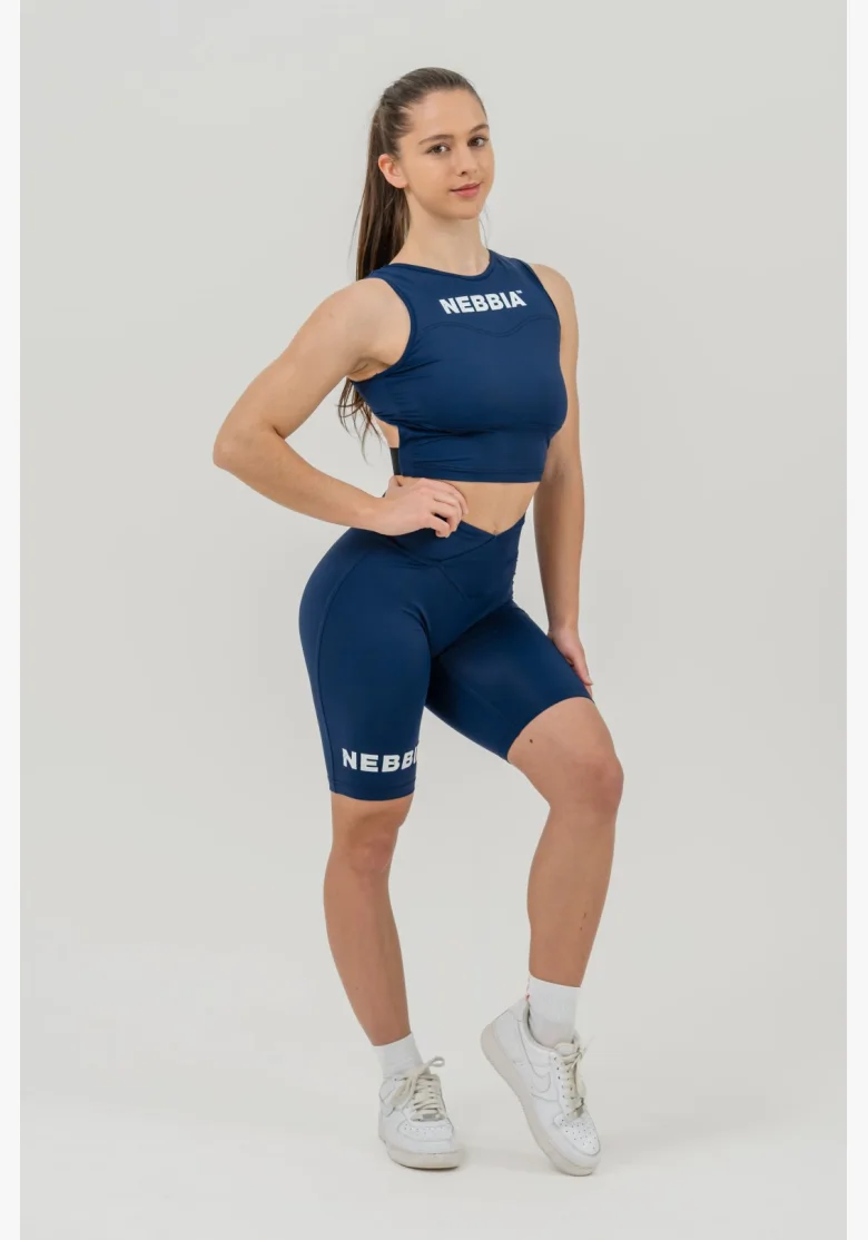 NEBBIA • Crop top tílko GYM THERAPY modré • Nebshop.cz