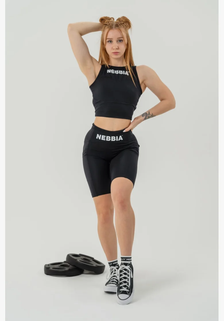 NEBBIA • Crop top tílko GYM THERAPY černé • Nebshop.cz