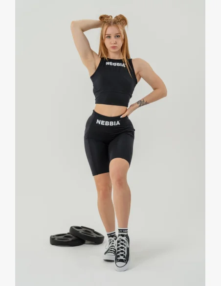 NEBBIA • Crop top tílko GYM THERAPY černé • Nebshop.cz