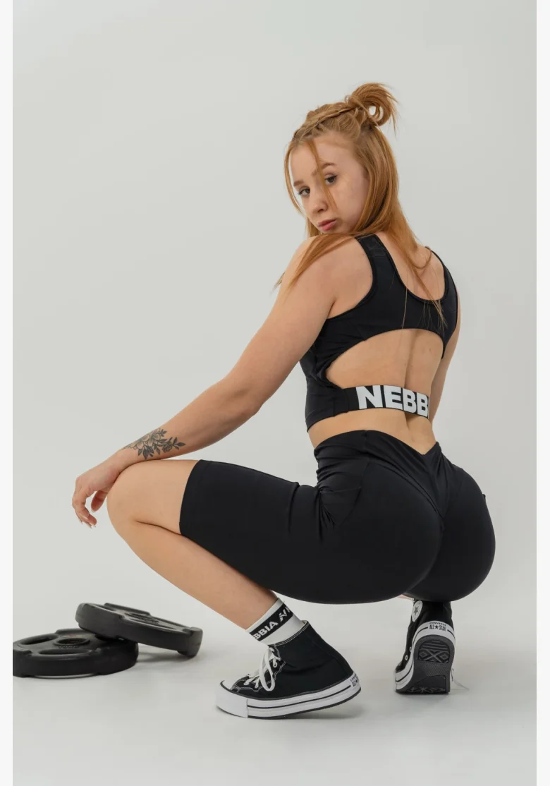 NEBBIA • Crop top tílko GYM THERAPY černé • Nebshop.cz
