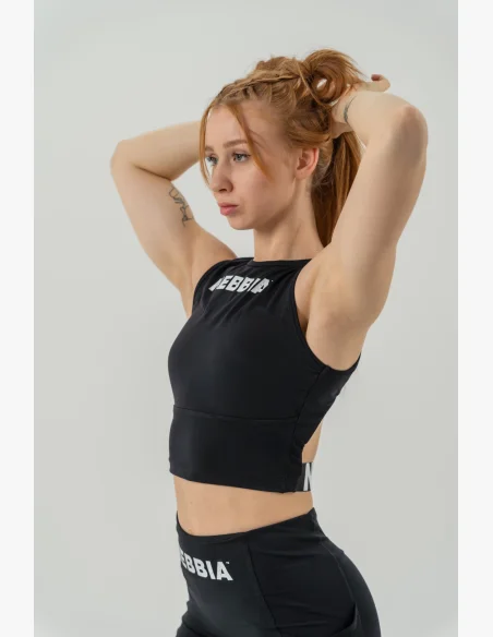NEBBIA • Crop top tílko GYM THERAPY černé • Nebshop.cz