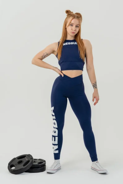 NEBBIA • NEBBIA Fitness legíny s vysokým pasem GLUTE CHECK modré • Nebshop.cz 2