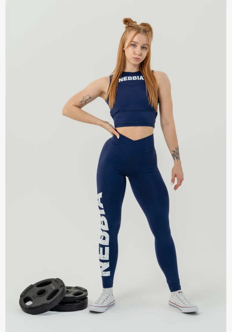 NEBBIA • NEBBIA Fitness legíny s vysokým pasem GLUTE CHECK modré • Nebshop.cz