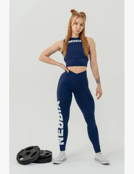 NEBBIA • NEBBIA Fitness legíny s vysokým pasem GLUTE CHECK modré • Nebshop.cz