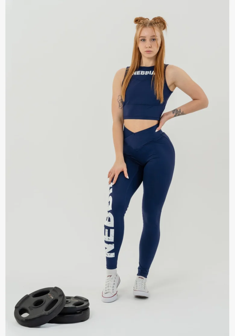 NEBBIA • NEBBIA Fitness legíny s vysokým pasem GLUTE CHECK modré • Nebshop.cz