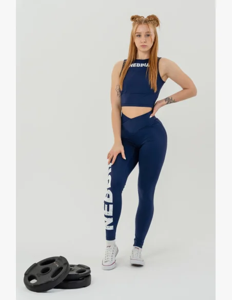 NEBBIA • NEBBIA Fitness legíny s vysokým pasem GLUTE CHECK modré • Nebshop.cz