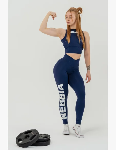 NEBBIA • NEBBIA Fitness legíny s vysokým pasem GLUTE CHECK modré • Nebshop.cz