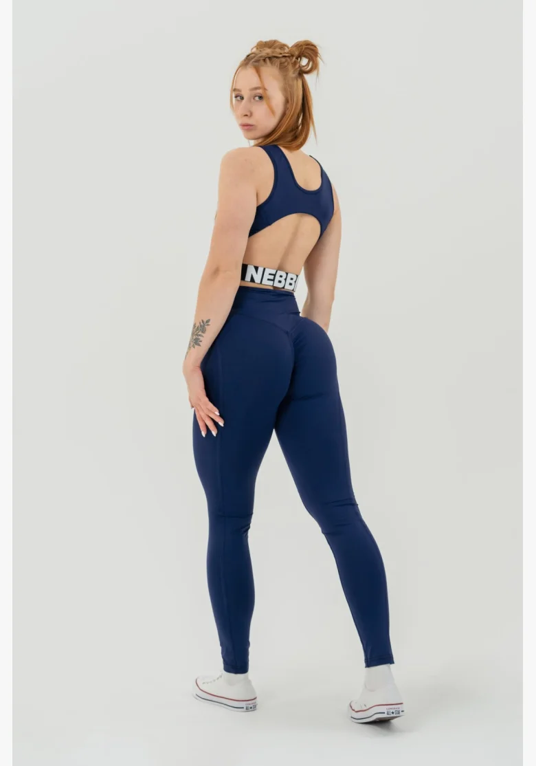 NEBBIA • NEBBIA Fitness legíny s vysokým pasem GLUTE CHECK modré • Nebshop.cz
