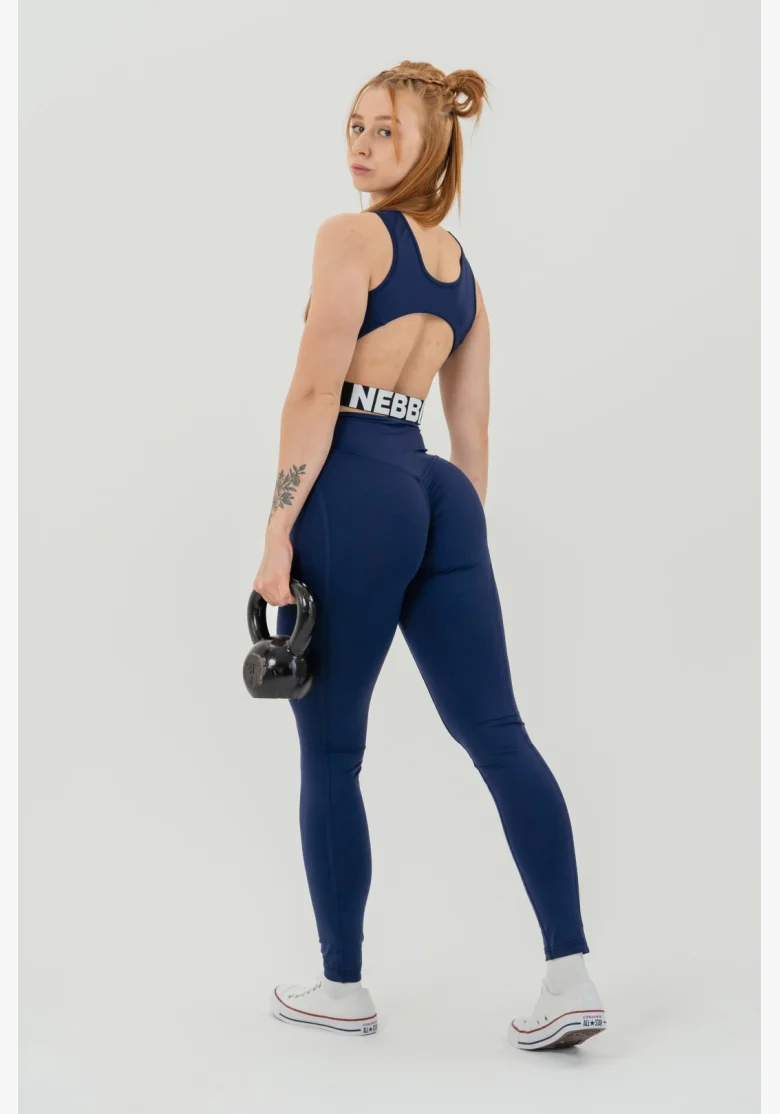 NEBBIA • NEBBIA Fitness legíny s vysokým pasem GLUTE CHECK modré • Nebshop.cz