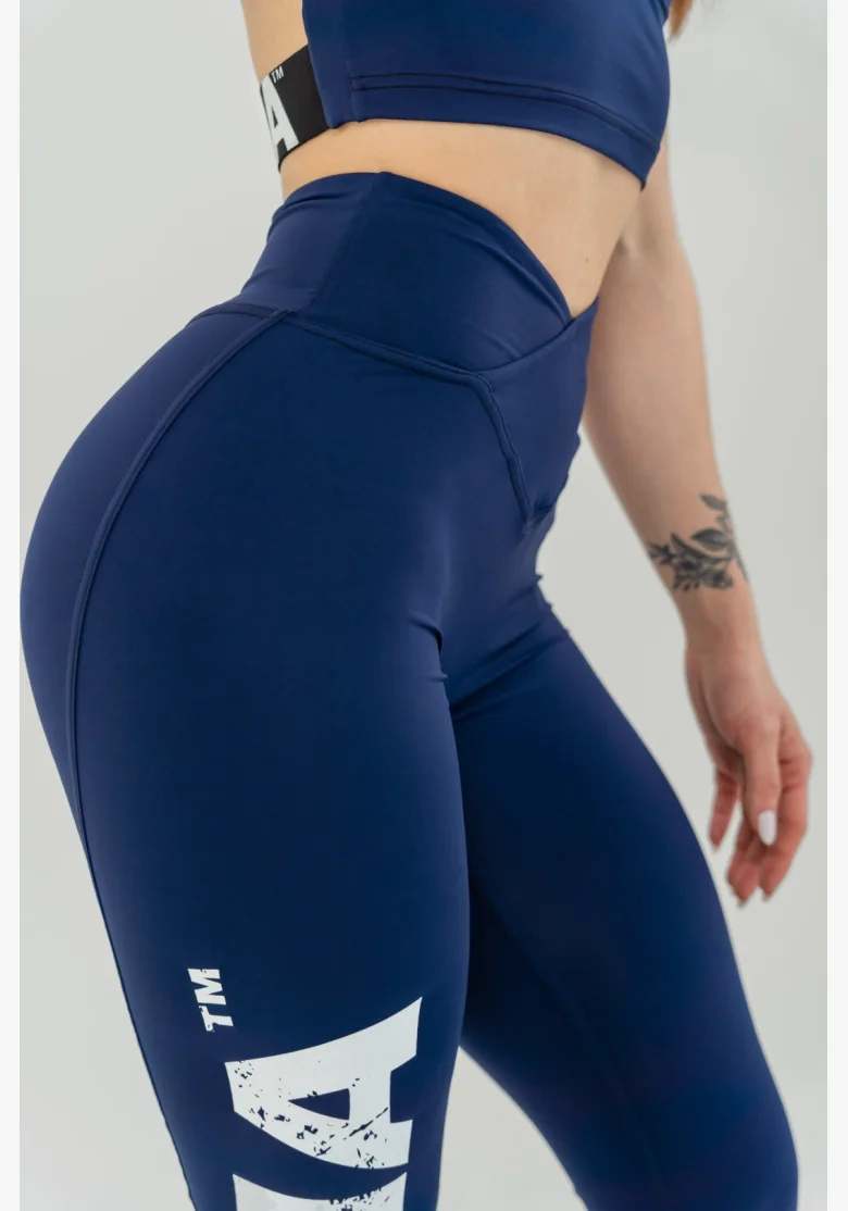 NEBBIA • NEBBIA Fitness legíny s vysokým pasem GLUTE CHECK modré • Nebshop.cz