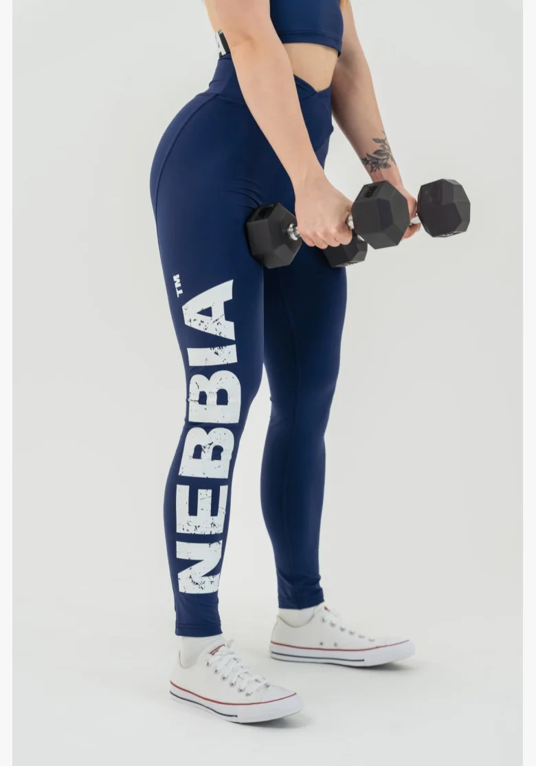 NEBBIA • NEBBIA Fitness legíny s vysokým pasem GLUTE CHECK modré • Nebshop.cz