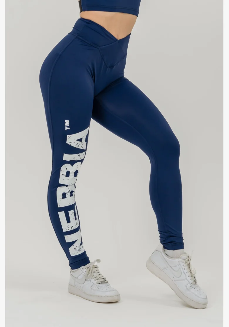 NEBBIA • NEBBIA Fitness legíny s vysokým pasem GLUTE CHECK modré • Nebshop.cz