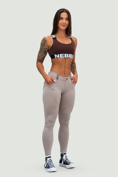 NEBBIA • NEBBIA Sportovní podprsenka se střední oporou ICONIC hnědá • Nebshop.cz 2