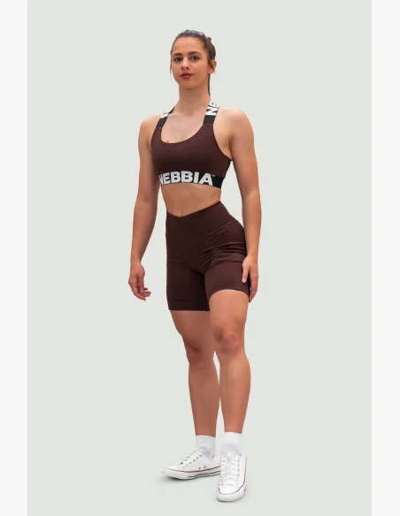 NEBBIA • NEBBIA Sportovní podprsenka se střední oporou ICONIC hnědá • Nebshop.cz