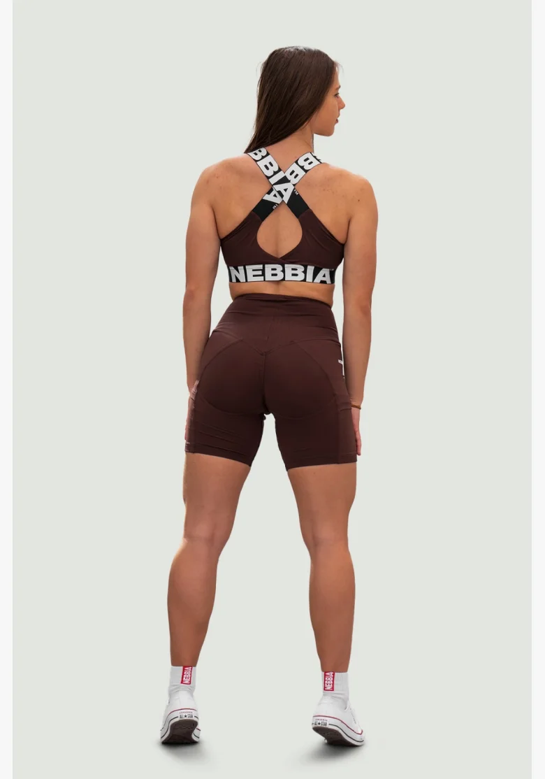 NEBBIA • NEBBIA Sportovní podprsenka se střední oporou ICONIC hnědá • Nebshop.cz