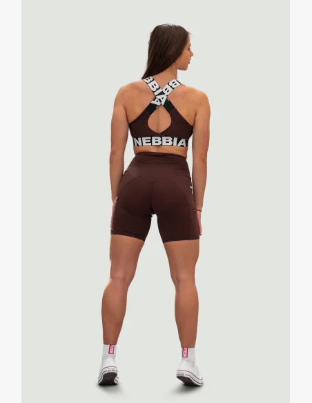 NEBBIA • NEBBIA Sportovní podprsenka se střední oporou ICONIC hnědá • Nebshop.cz