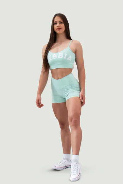 NEBBIA • NEBBIA Šortky s vysokým pasem 5″ GYM HERO světle zelené • Nebshop.cz