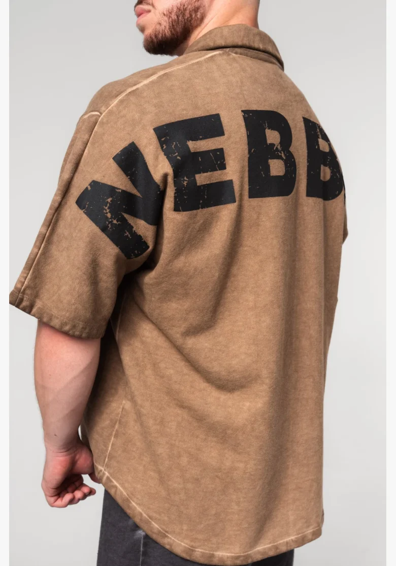 NEBBIA • NEBBIA Washed-off oversized košile 90s THROWBACK světle hnědá • Nebshop.cz