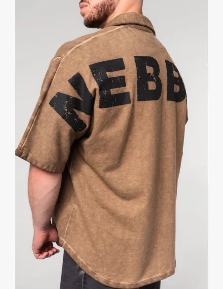 NEBBIA • NEBBIA Washed-off oversized košile 90s THROWBACK světle hnědá • Nebshop.cz