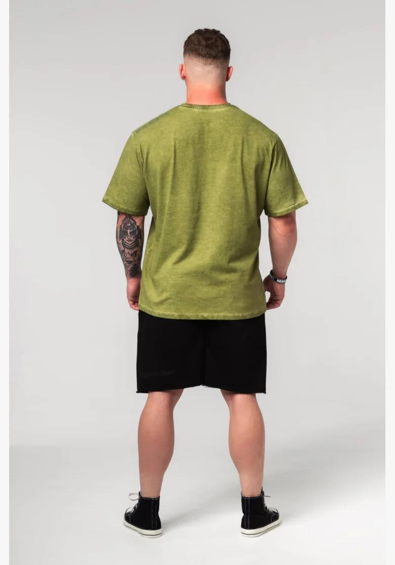 NEBBIA • NEBBIA Washed-off oversized tričko HERITAGE zelené • Nebshop.cz