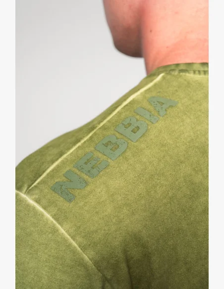 NEBBIA • NEBBIA Washed-off oversized tričko HERITAGE zelené • Nebshop.cz