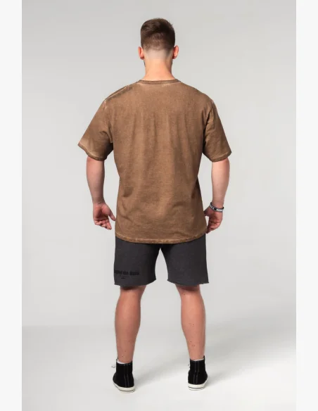 NEBBIA • NEBBIA Washed-off oversized tričko HERITAGE hnědé • Nebshop.cz