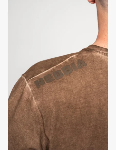 NEBBIA • NEBBIA Washed-off oversized tričko HERITAGE hnědé • Nebshop.cz