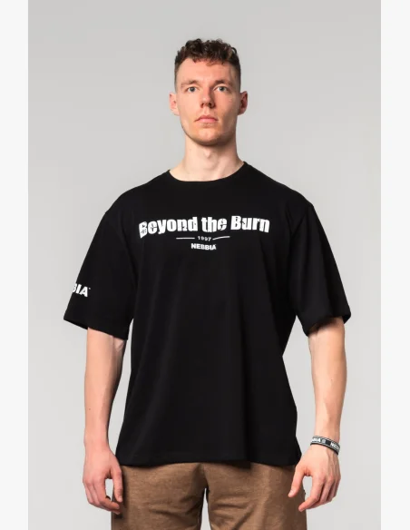 NEBBIA • NEBBIA Bavlnený heavyweight tričko GRIND černé • Nebshop.cz