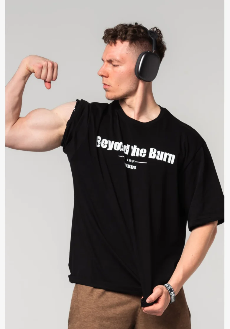 NEBBIA • NEBBIA Bavlnený heavyweight tričko GRIND černé • Nebshop.cz