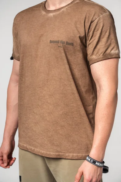 NEBBIA • NEBBIA Washed-off bavlnený tričko MAX OUT hnědé • Nebshop.cz 2
