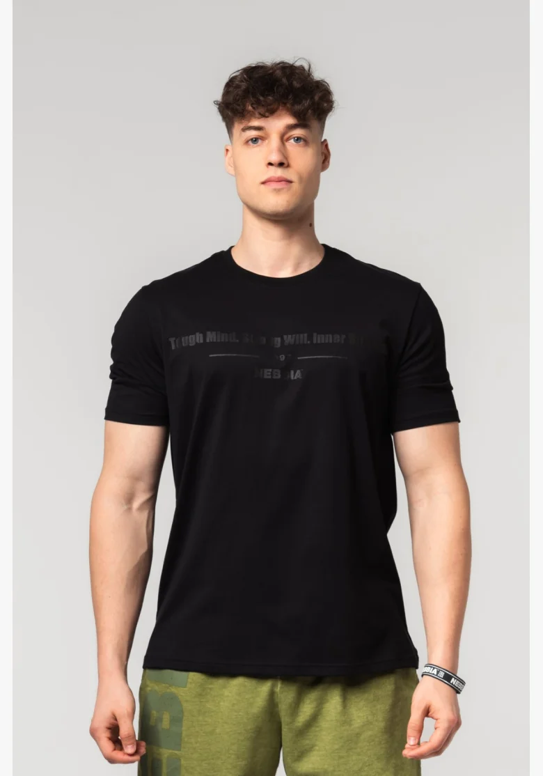 NEBBIA • NEBBIA Muscle fit tričko FLEXIN' černé • Nebshop.cz