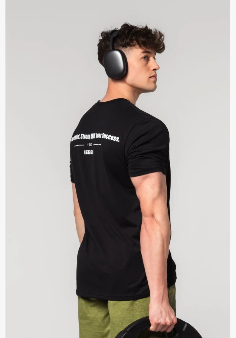 NEBBIA • NEBBIA Muscle fit tričko FLEXIN' černé • Nebshop.cz