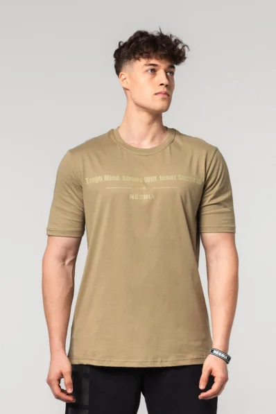 NEBBIA • NEBBIA Muscle fit tričko FLEXIN' zelené • Nebshop.cz