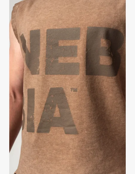 NEBBIA • NEBBIA Washed-off mikina bez rukávů BEASTIN' hnědá • Nebshop.cz