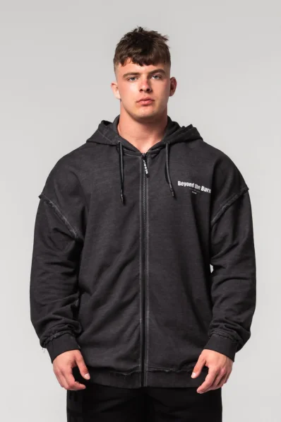 NEBBIA • NEBBIA Washed-off mikina na zip GYM BRO černá • Nebshop.cz