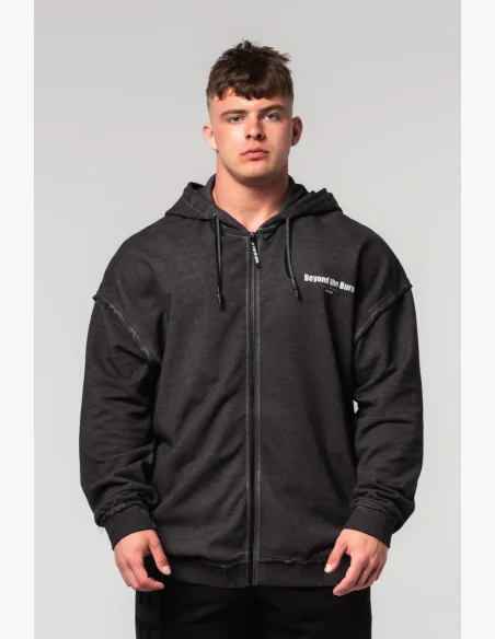 NEBBIA • NEBBIA Washed-off mikina na zip GYM BRO černá • Nebshop.cz