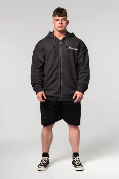 NEBBIA • NEBBIA Washed-off mikina na zip GYM BRO černá • Nebshop.cz 2