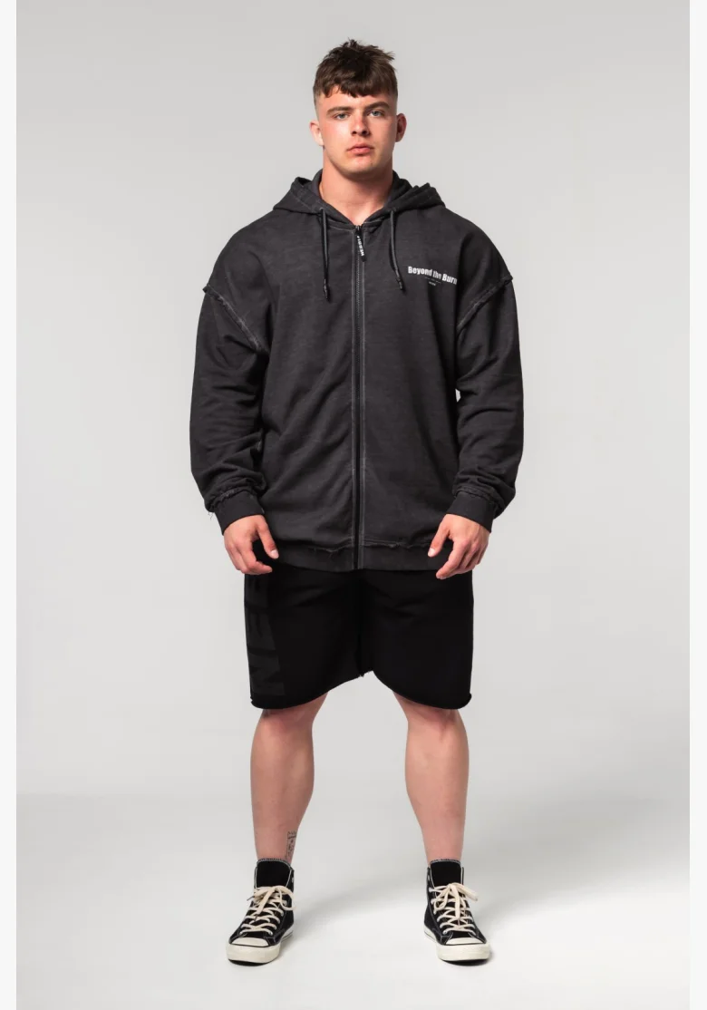 NEBBIA • NEBBIA Washed-off mikina na zip GYM BRO černá • Nebshop.cz