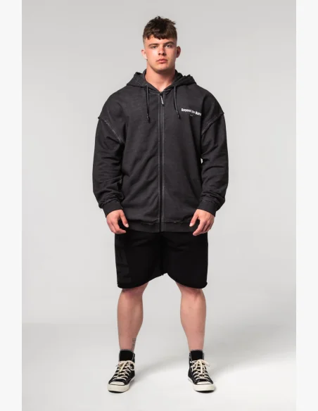 NEBBIA • NEBBIA Washed-off mikina na zip GYM BRO černá • Nebshop.cz
