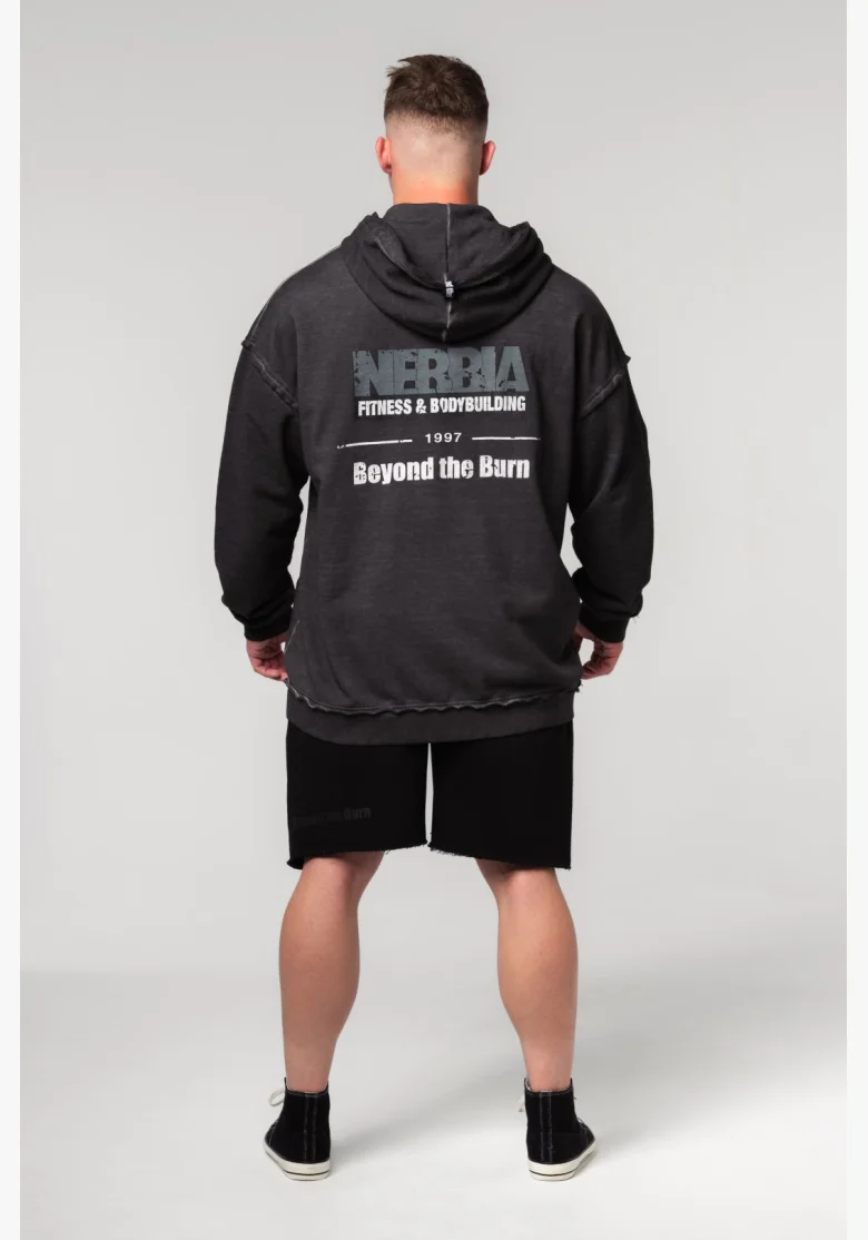 NEBBIA • NEBBIA Washed-off mikina na zip GYM BRO černá • Nebshop.cz