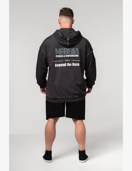 NEBBIA • NEBBIA Washed-off mikina na zip GYM BRO černá • Nebshop.cz