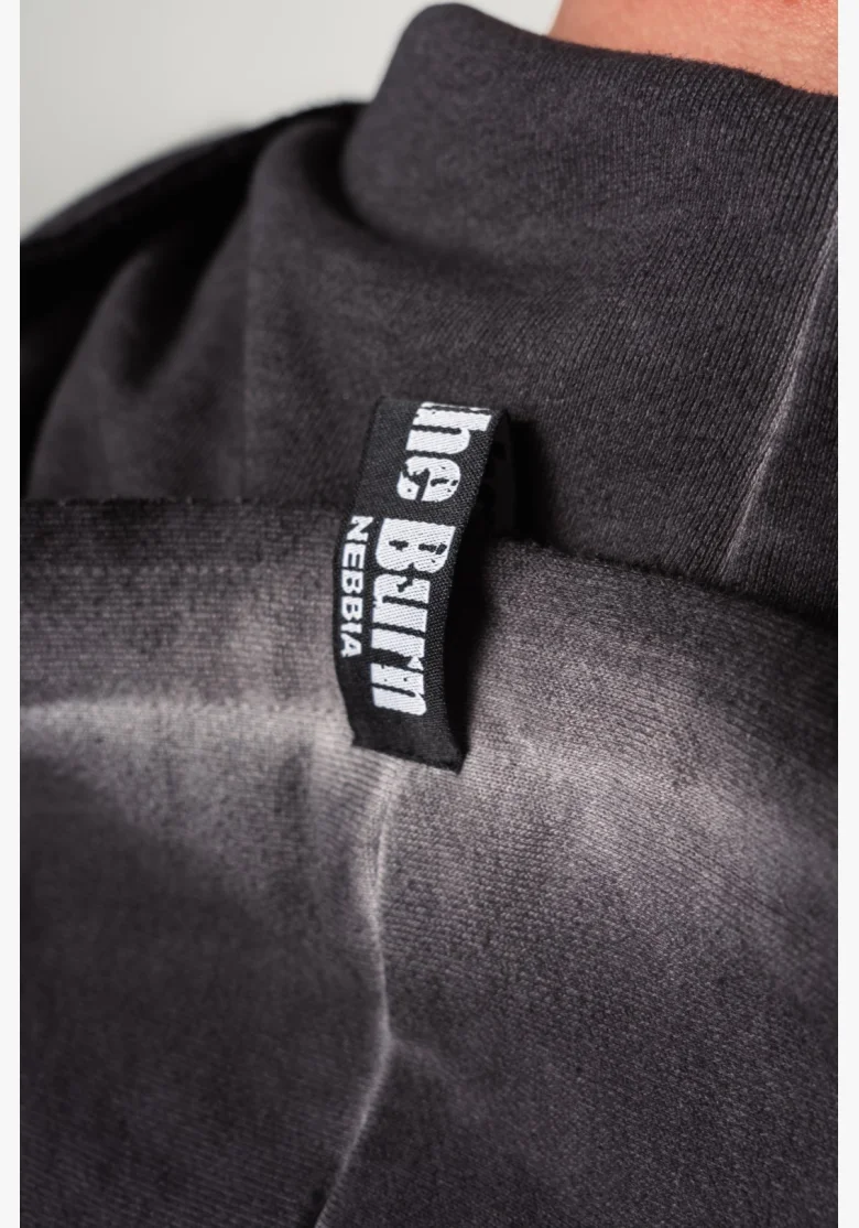 NEBBIA • NEBBIA Washed-off mikina na zip GYM BRO černá • Nebshop.cz