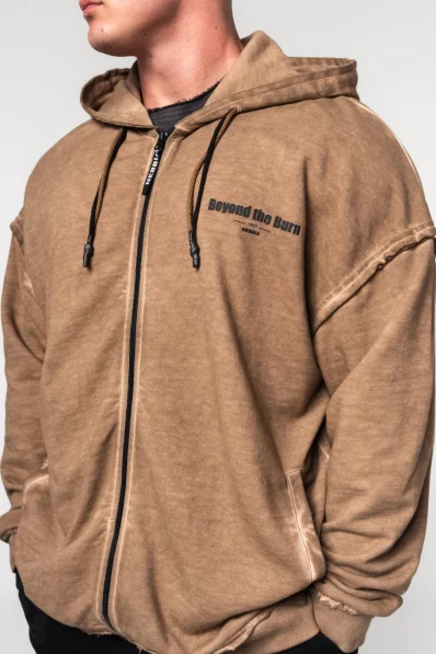NEBBIA • NEBBIA Washed-off mikina na zip GYM BRO hnědá • Nebshop.cz 2
